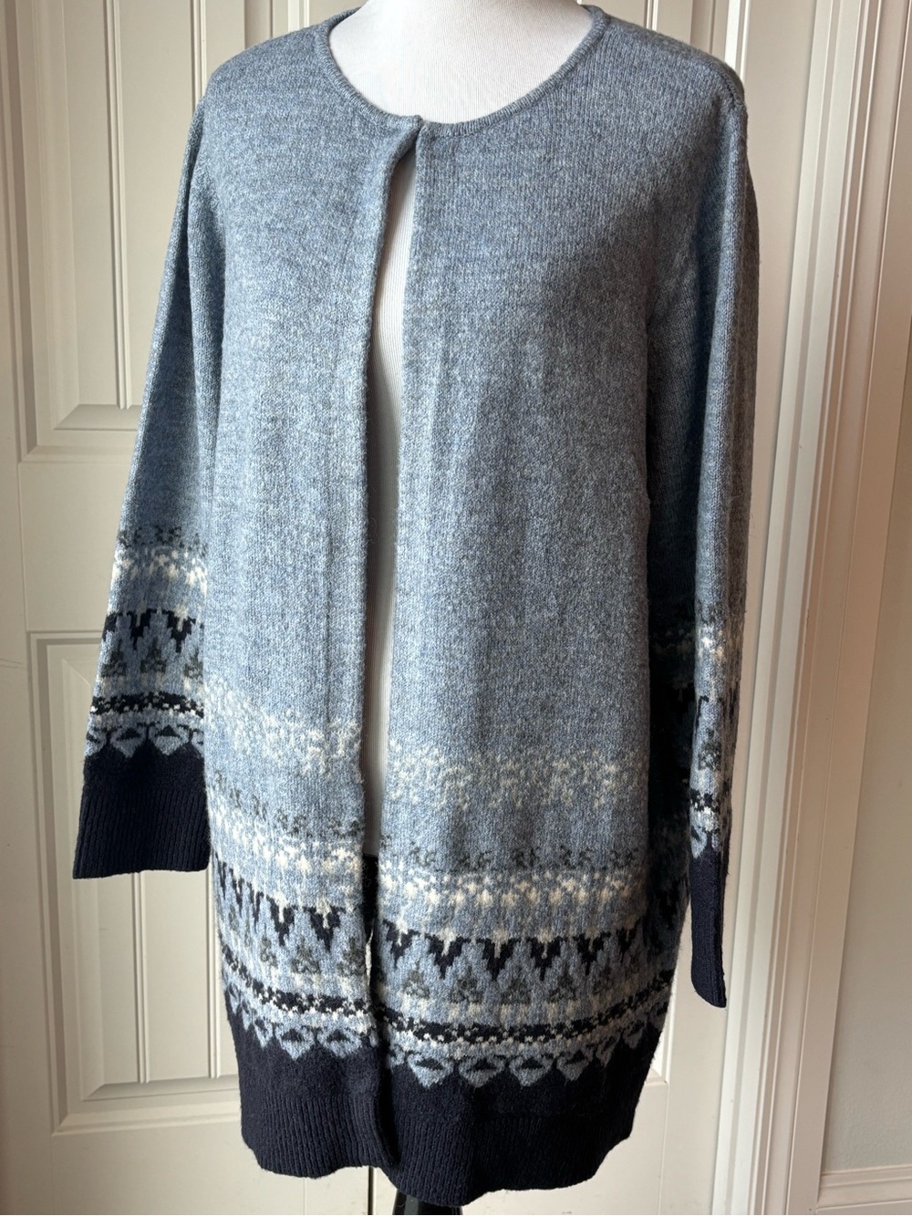 CJ Banks Gray Fair Isle Crew Neck Sweater